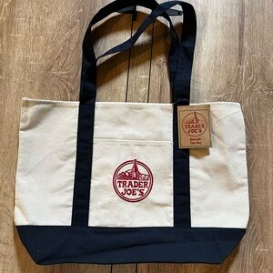 Brand new Trader Joes’s navy cream tote bag